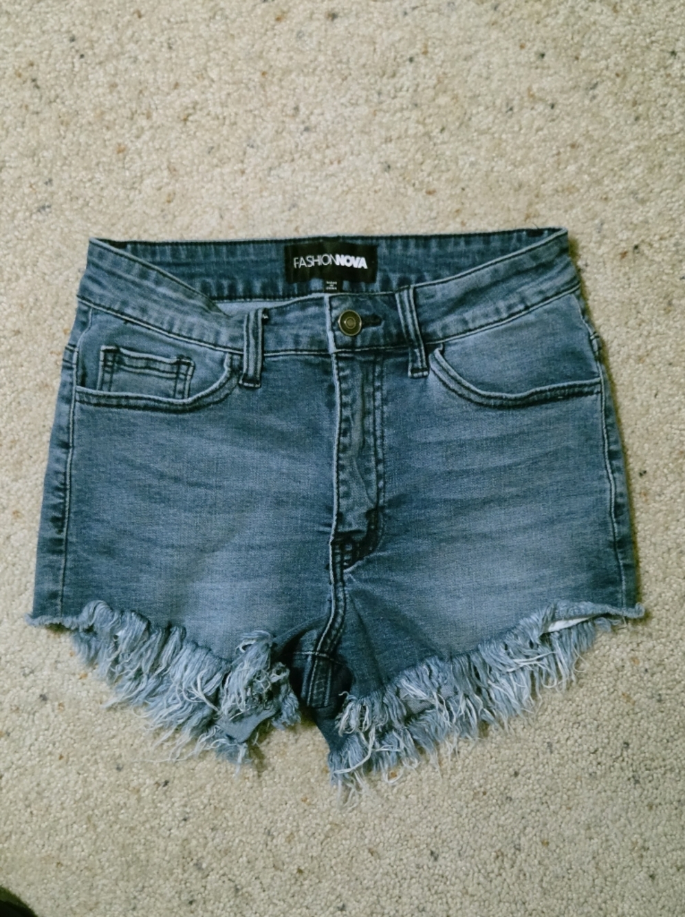 Fashion Nova Blue Distressed Denim Shorts
